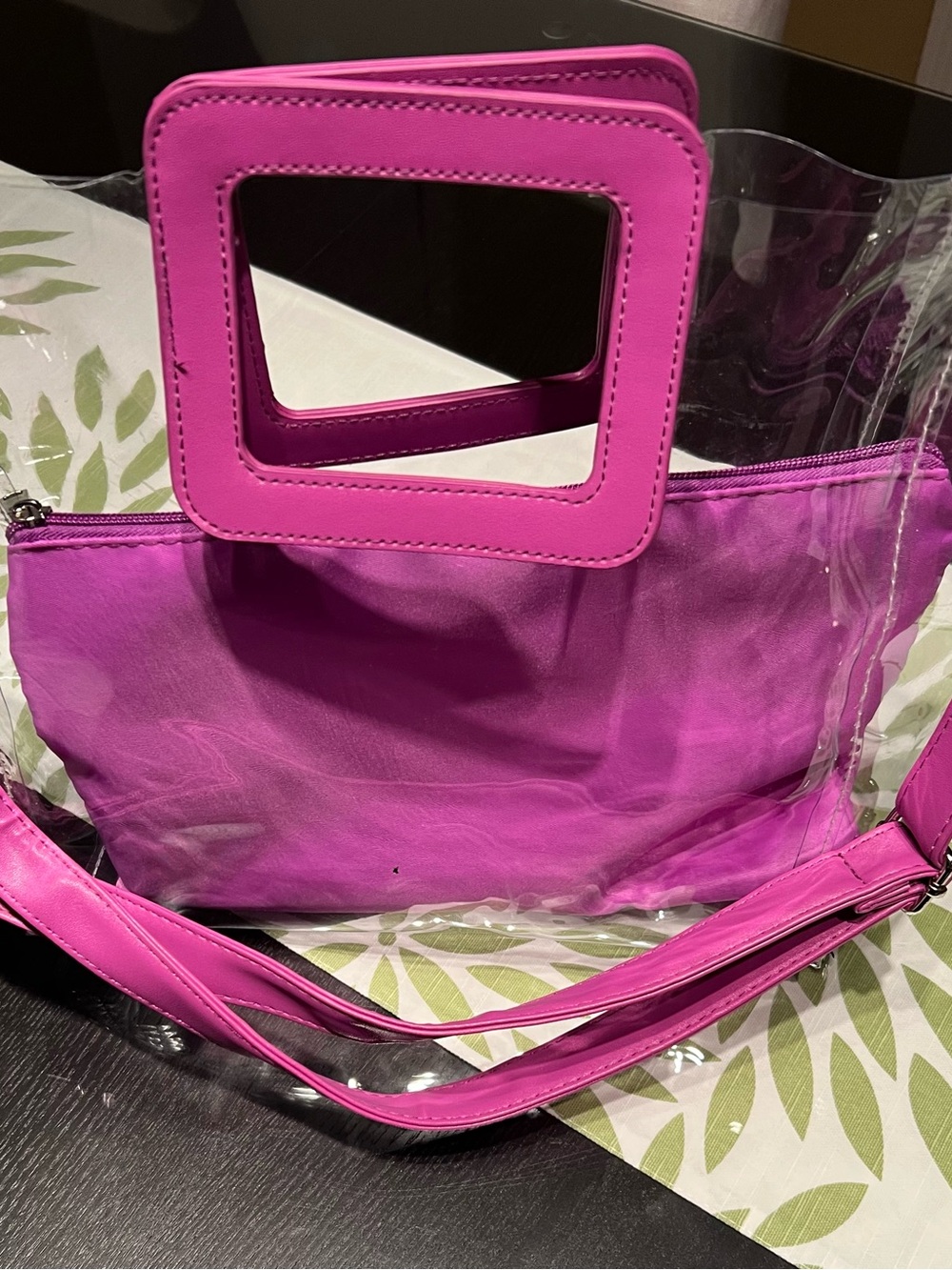 Purple Clear Tote Bag with Purple pouch